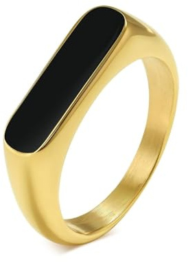 Aotiwe Ring Damen Zeigefinger, Ringe für Damen mittelfinger Schwarzes Tropfband aus Titan Stahl