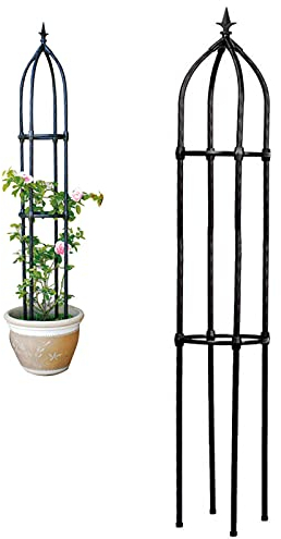 Arche de jardin Mariage Arche Treillis d'obélisque de jardin noir, treillis en arc pour plantes grimpantes, cadre de support en métal avec revêtement en plastique antirouille, treillis vertical pour