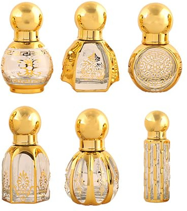 CHSEEO 6 Pcs Vintage Cristal Botellas Roll On, 6 ml Árabes Perfumes para Aceites Esenciales Rellenable Vacías Pequeñas Botellas, para Cosméticos aceites esenciales perfumes Aromaterapia Masajes