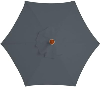TWSOUL Replacement Parasol Fabric Cover, 2.7 m / 3 m Anti-Ultraviolet Patio Umbrella Cloth Cover (Grey, 2.7 m / 6 Ribs), 21FDH