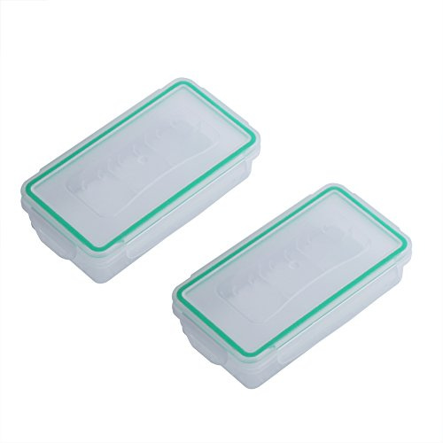 Waterproof Battery Case Hard Plastic Box, 2 Pcs, Holds 2pcs 1865 Batteries, Keeps Batteries Organized, Grooves Inside, Perfect for Travel, Camping, Hiking, Home Use