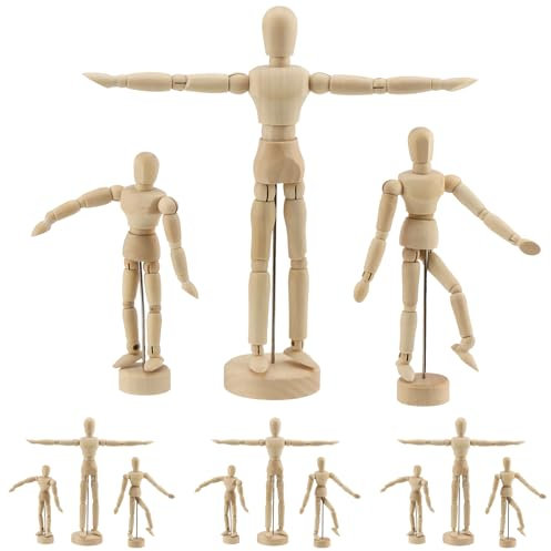 KOHAND 9 Stück Zeichenpuppen aus Holz, bewegliche Kunstfiguren-Modell mit Ständer, Kunst-Zeichenmodell für Künstler, Skizzieren, Malen, Heimbüro-Dekoration
