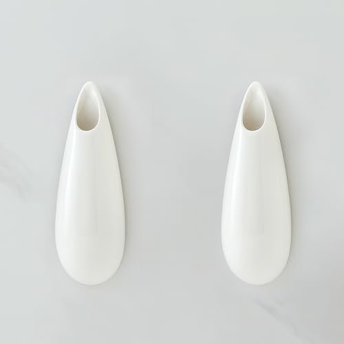 GDSZJLJ Hängende Keramik-Wandvasen, 20 cm, 2er-Set, moderne Dekoration, Wandpflanzenhalter, Vase für Zimmerpflanzen, Anzucht, hängende Blumentöpfe für Luftvasen, Weiß