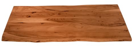 SAM Holzplatte 120x60 cm Louis, Tischplatte aus Akazienholz massiv + nussbaumfarben, Baumkanten-Platte für Heimwerker, geeignet für Arbeitsplatten, Tische & Fensterbretter