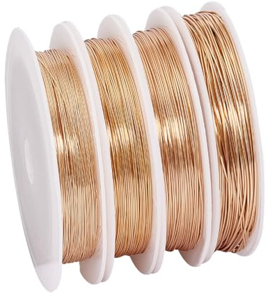 PH PandaHall 80 m 14K Vergoldeter Kupferdraht 22/24/26/28 Gauge Basteldraht Metallperlendraht Goldschmuckdraht Ankerdraht Zum Drahtwickeln