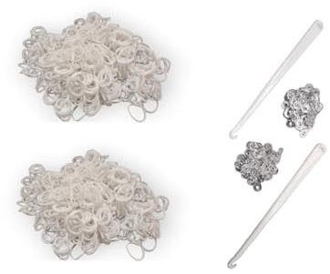Marcus Gerardo Loom Bänder Set für Kinder 1200 gummibänder mit S-haken und 2 Häkelnadeln - Kreatives Armbänder Selber Machen (Weiß)