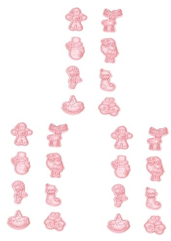 MAGICLULU 24pcs Xmas Baking Molds Cookie Cutters Heart Tree Shapes Pastry Press Press-Style Biscuit Molds Christmas Ideas