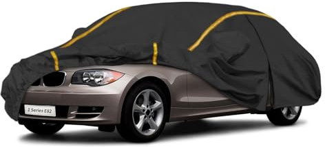 Autoabdeckung Wasserdicht für BMW 1 Series E82 Coupe(2011-2013),Vollgarage Autoplane für Regen Sonne Staub Schutz Schneeschutz,Winter Sommer Auto Abdeckplane Outdoor Atmungsaktiv