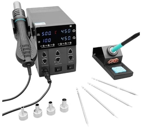 WESLNN Soldering Iron Station 2 In 1 760W Soldering Station Heat Gun With 2 Digital Display 6 Memory Channel Welding Maintenance Tools Combination Practical Functions