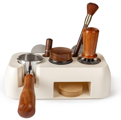 Guolich Espresso Tamping Station, 8 in 1 Tamper Station Fit for Storage 51/53/58mm Espresso Knock Box,Distributor, Portafilter Holder& Espresso Machine Accessories
