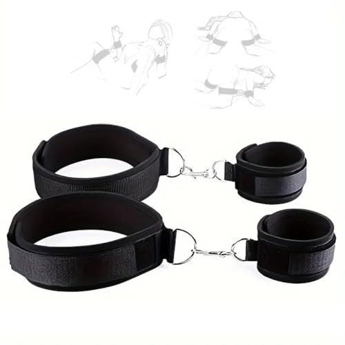 1 set di manette nere regolabili, morbide e confortevoli per mani e gambe