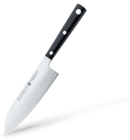 Coltello Usuba Professionale 18 cm Simón Gourmet Classic, realizzato in Spagna, lama in acciaio fustellato per carne, pesce, verdure, formaggi e salamre, manico ergonomico in fibra nera