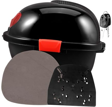 COSMEVIVI Caja Portaequipajes para Motocicleta Negra con Soporte y Respaldo, Baúl Superior Trasero, Caja De Almacenamiento De PP Resistente para Uso Diario