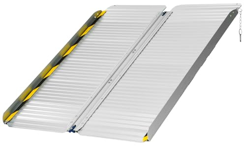 VOCIC CP32 Rampe Rollstuhl Klappbar bis 300KG,Rollstuhlrampe faltbar 120CM für Treppen,Langlebig Aluminium Rampe für Rollstuhl 76CM Extrabreit,Leicht Treppenrampe Auffahrrampe Zuhause Auto geeignet
