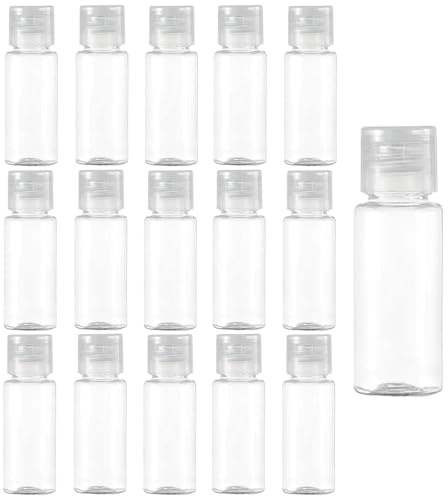 15 Stück Reiseflaschen Set, 15ml Reiseflaschen zum Befüllen, mit Flip Cap Transparent Flaschen zum Befüllen Flugzeug Reise Kosmetik Behälter, Reisegröße Behälter, Kosmetikflaschen für Shampoo, Lotion