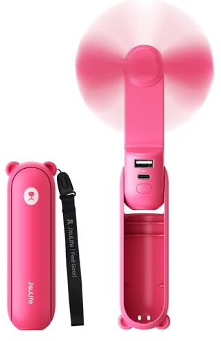 JISULIFE 3-in-1 Tragbarer Ventilator mit Powerbank und Taschenlampe