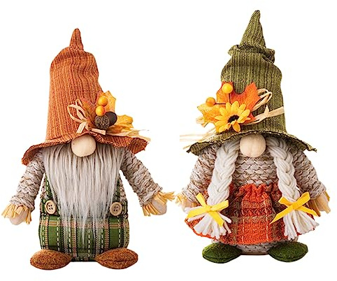 HANABASS 2 Pièces Décorations GNOME pour Thanksgiving Figurines de Nain avec Chapeaux Accessoires de Fête pour Maison et Événements