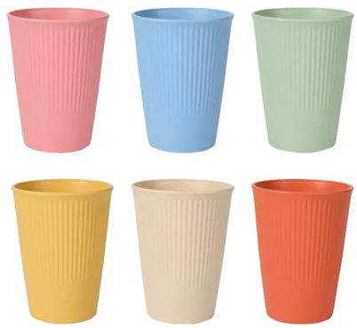 ZSYSD 6 Stück Becher Mehrweg Mug Trinkbecher Kaffeetasse Partybecher Picknickbecher PP Campingbecher Wiederverwendbar Robustem Mehrwegbecher Set 350 ml 6 Farbe für Partys, Picknicks, Camping, Hause