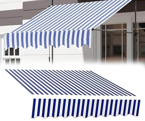 Tessuto di ricambio per tende da sole da patio (senza cornice), materiale parasole per finestre e porte con mantovana (blu, 400 x 250 cm)