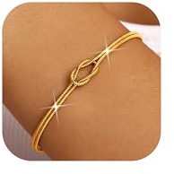 ORAZIO Bracciale Oro/Argento Donna Braccialetti Amicizia Bracciale Nodo d'Amore Bracciali Acciaio Donna Regolabile Gioielli Regalo per Fidanzato Fidanzata