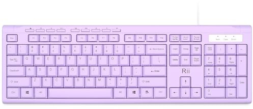 Rii Clavier filaire USB compact RK907 pour Mac et PC, Windows 10/8/7/Vista/XP Violet