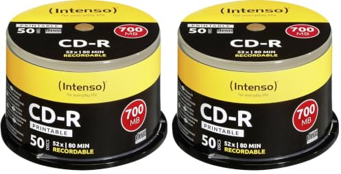 Intenso CD-R Rohlinge 700MB 52x 50er Spindel Cakebox bedruckbar (Packung mit 2)