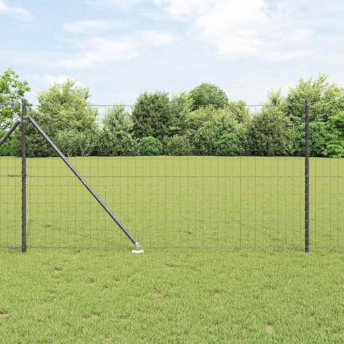 Recinzione da giardino a doppia asta, recinzione con palo grigio 1,4 x 10 m in acciaio