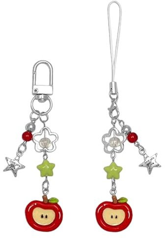 Muorruo 2-Teilige Handykette Phone Charm Set, Niedliche Y2K Rosa Gitarre Erdbeere Stern Handyband Schlüsselanhänger Für Taschen Kamera Schlüssel, Aesthetic Zubehör Für Mädchen Teenager