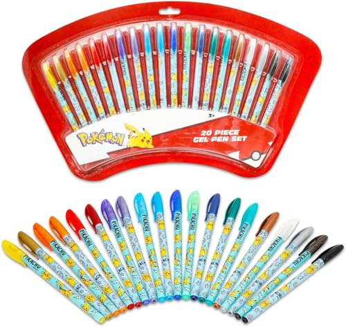 Pokemon Gelschreiber-Set – 20 bunte Gelstifte zum Zeichnen, Kritzeln, Ausmalen, Kunst