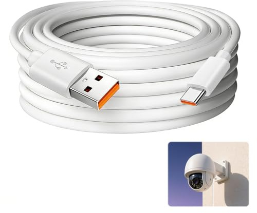 Heyung 5M Extra Long USB C Cable,5M Ultra Long USB C Cable,USB A to C Fast Charging Power Extension & Data Sync Cord for Home Security Cameras, Smartphones, Tablets,Durable Overlength Charging Lead