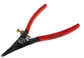 GEDORE Pinza di Montaggio per Anelli di Sicurezza Esterni, con Molla di Apertura e Vite di Regolazione, Pinza Seeger, Becchi Dritti, Diametro Punte 1.8 mm, 8000 A 2G