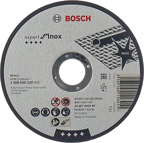 Bosch Accessories 2608600220 Disque à Tronçonner à moyeu plat expert for inox AS 46 T inox BF 125 mm 1,6 mm Gris