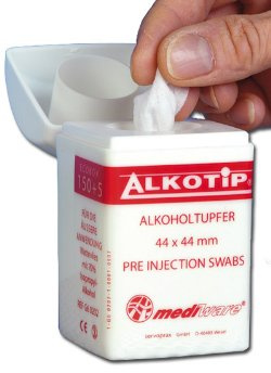 Alkotip Alkoholtupfer, Desinfizierung und Reinigung der Haut, für Wunden, Piercings, Dispenserdose, 155 Tücher