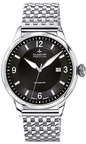 Dugena Herren-Armbanduhr 7090300 Kappa 1, Automatik, schwarzes Zifferblatt, Edelstahlgehäuse, Saphirglas, Edelstahlarmband, Doppelfaltdrückerschließe, 5 bar