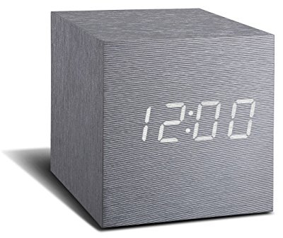 Cube Click Clock Aluminium / White Led
