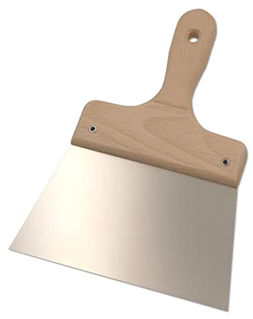DEWEPRO® Breitspachtel - Flächenspachtel - Malerspachtel mit stabilem Holzgriff und Edelstahlblatt - Breite: 180mm - Fugenspachtel