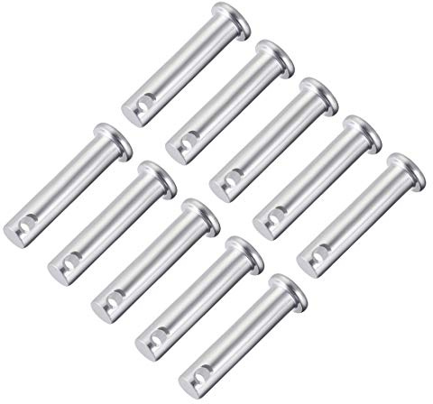 sourcing map Einloch-Gabelkopfstifte, 8 mm x 35 mm, flacher Kopf, verzinkter Stahl, 10 Stück