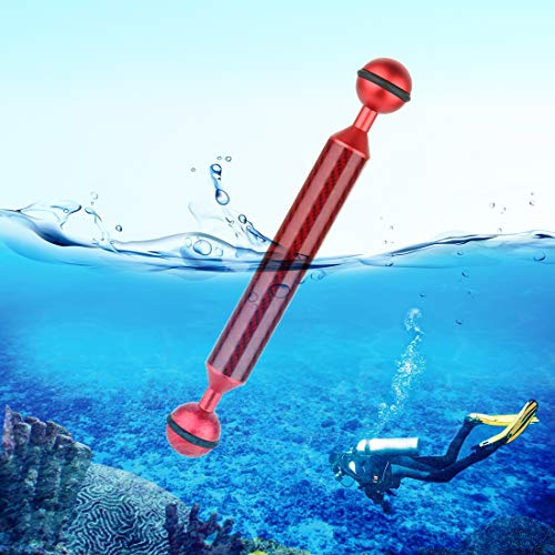 PULUZ 17,7 cm D20,8 mm Dual Balls Kohlefaser Unterwasser-Schwimmerarm für Video-Licht/Stroboskop-Montage (rot)