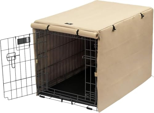 X-ZONE PET Abdeckung für Hundekäfige, Doppeltür, Polyester, passend für 61/76 / 91/107 / 121,9 cm Drahtkäfig, 61 cm, Hellbraun…