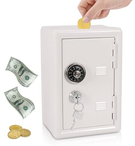 HERCHR Caja Fuerte ignífuga para Documentos, Caja Fuerte ignífuga para Dinero en Efectivo con combinación, Caja Fuerte pequeña ocultable para Objetos personales, Joyas, 18 x 12 x 10 cm (Blanca)