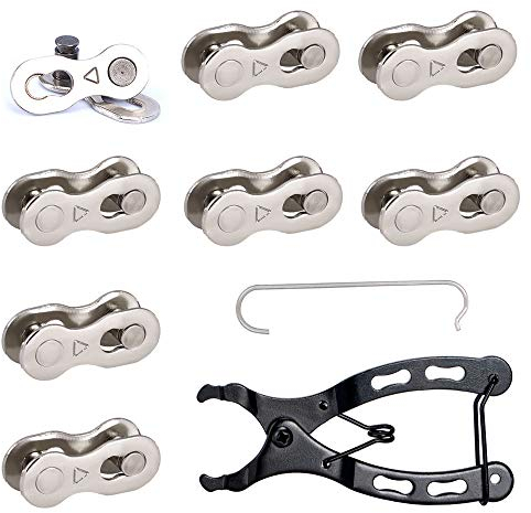 Dtoterul Kettenverschluss Fahrradkette 8 Paar Kettenschloss Kettenverbinder Fahrrad Fehlt Link 6/7/8 Speed Fahrradketten Kettenglieder Schnellkupplung mit Kettenschlosszange für Bike Chain, Silber