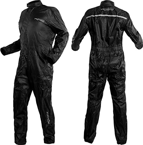 A-Pro Tuta Impermeabile Moto Anti Pioggia Antiacqua Cerata Completo Scooter Nero L