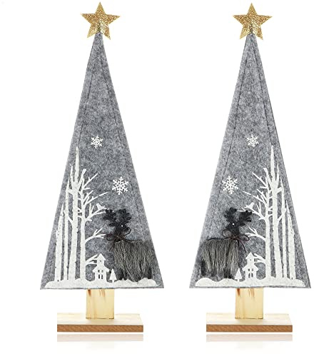 COM-FOUR® 2X dekorativer Aufsteller für Weihnachten, Tannenbaum aus Filz | Weihnachtsbaum als Deko für Tisch und Fenster