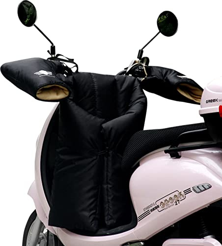 Beinschutz Roller Abdeckplane mit Lenkerstulpen Set Universell Rollerdecke Wasserdicht Warm Motorradplane Wetterschutz Kälteschutz Beindecke Winter Beinabdeckung Scooter Rollerfahrer Motorfahrer