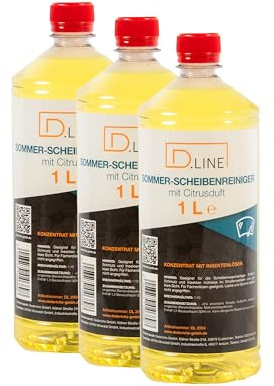 Sommerscheibenreiniger Konzentrat mit Citrusduft, 3 Stück | Für Scheiben- und Scheinwerferwaschanlage, Für den Sommer