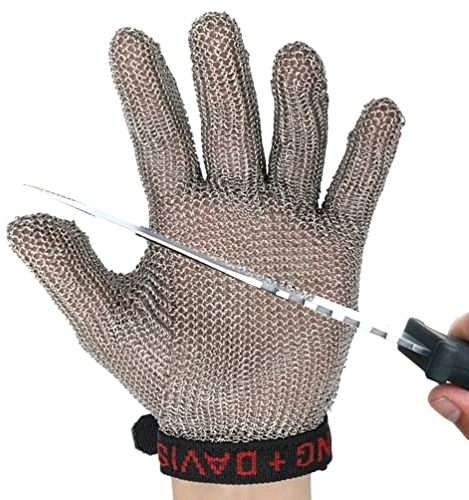 BCPPO Kettenhandschuh Schnittfeste Handschuhe Für Die Küche Zu Hause, Handschuhe Aus Metallkettenhemd, Sicherheitsarbeitshandschuhe Für Metzger Im Schlachthof (Size : 1PCS/M)