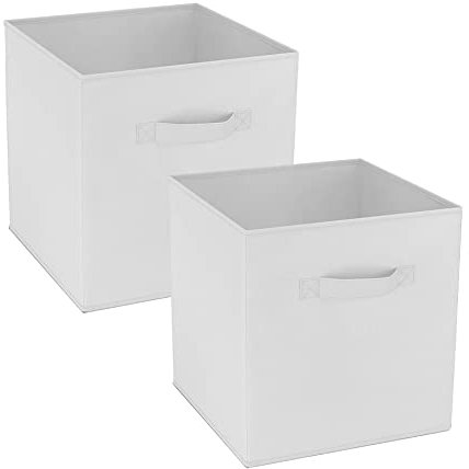 GREATOYAR Juego de 2 Cajas de Almacenamiento, Cajas de Almacenamiento de Tela, Cubos de Almacenamiento Plegables, Cajas de Juguetes Plegables, Cajas de Organización, 31x31x31cm, Blanco, 2 Unidades