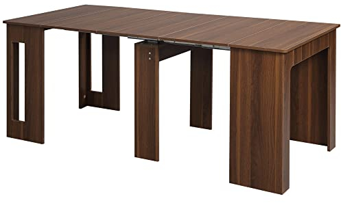 HOMCOM Esstisch, 60-180x85cm Ausziehbar Küchentisch für bis 6 Personen, Modern Esszimmertisch, für Wohnzimmer, Esszimmer, Küche, Braun