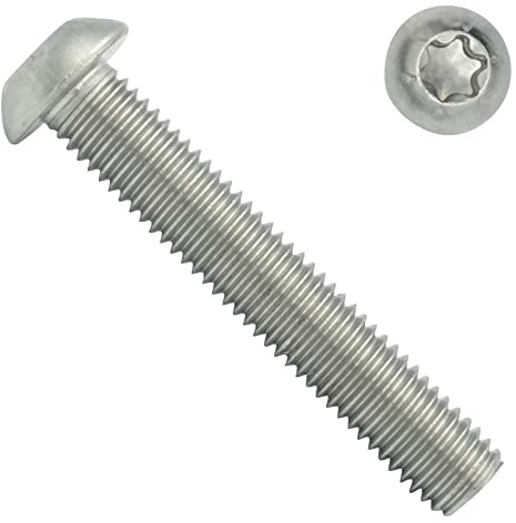 Linsenkopfschrauben mit Innensechsrund (ISR) - M12x100 - (5 Stück) - ISO 7380-1 TX - rostfreier Edelstahl A2 V2A - Vollgewinde - Flachkopfschrauben - SC7380-1TX