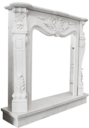 Kamin im Stil Louis XVI aus weißem Marmor von Carrara Italian Marble Fireplace Frame Classic Design L.150 cm